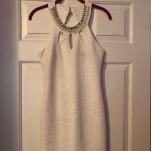 White with gold speckling bodycon dress
